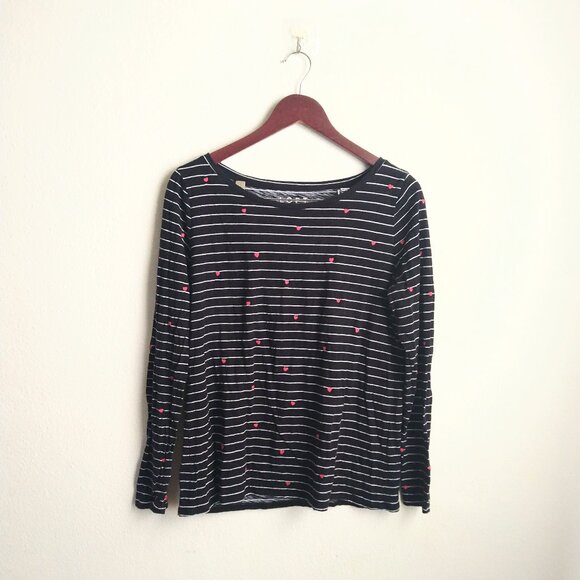 Loft Vintage striped embroidered heart long sleeve - Picture 1 of 8